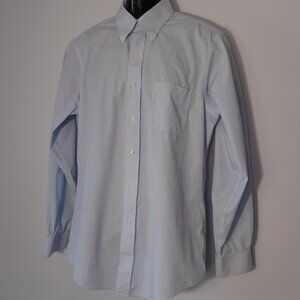 Brooks Brothers Shirt Blue White Strip Regular Fit Non Iron Cotton Men's 15.5 35